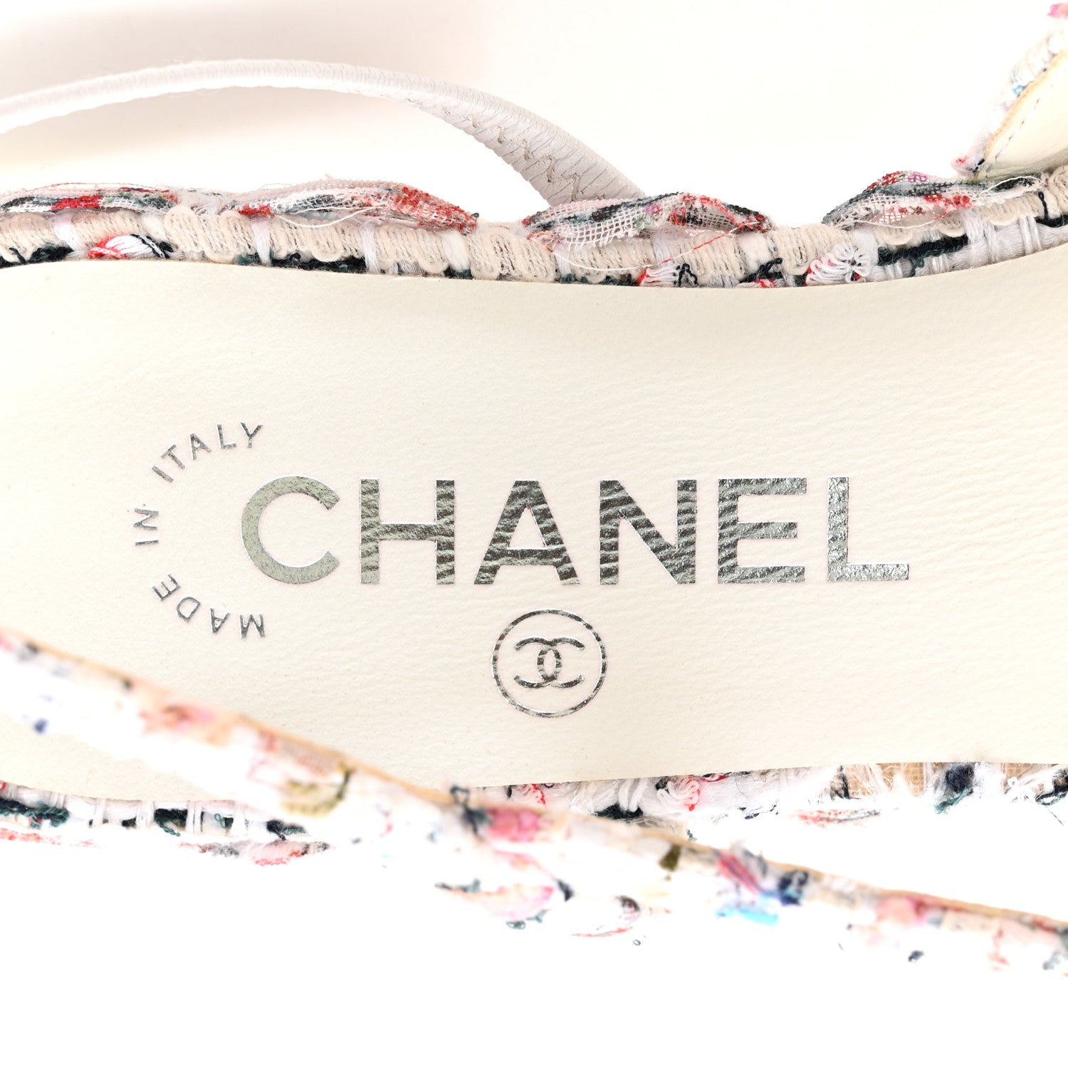 Chanel Tweed Grosgrain Cap Toe CC Slingback Flat 36.5 Pink Multicolor 8 of 9