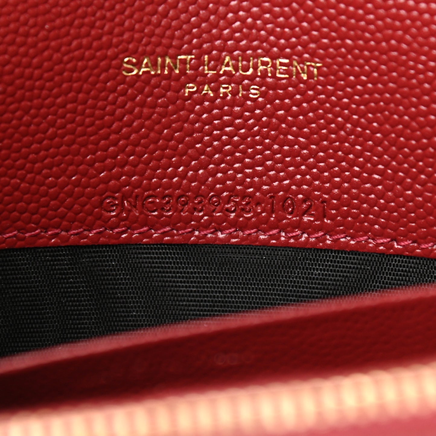Grain De Poudre Matelasse Chevron Monogram Envelope Chain Wallet Opyum Red