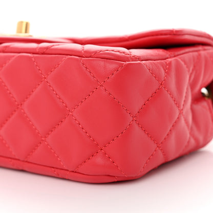 Chanel Lambskin Quilted Mini Rectangular Pearl Crush Flap Red 10 of 11
