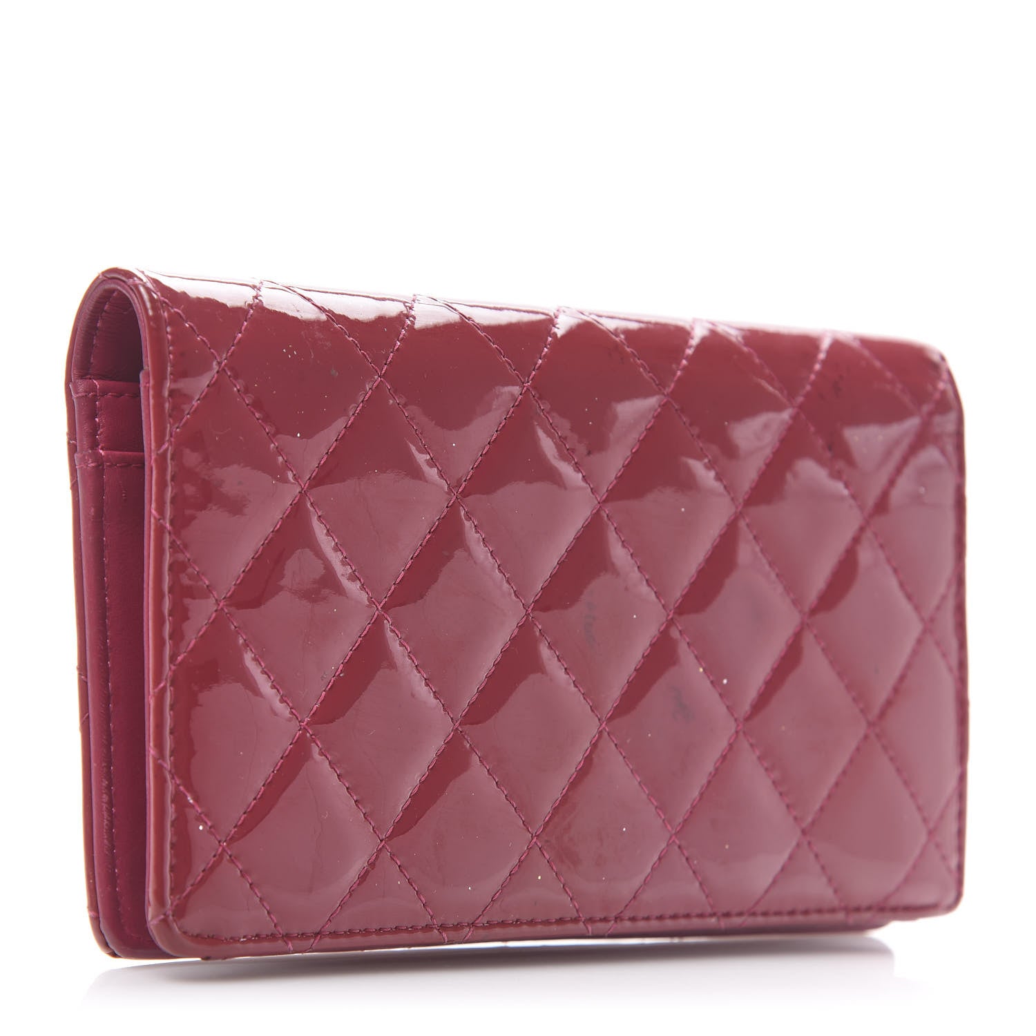 Chanel Patent Calfskin Quilted Large Brilliant Flap Wallet Fuchsia 3 of 11