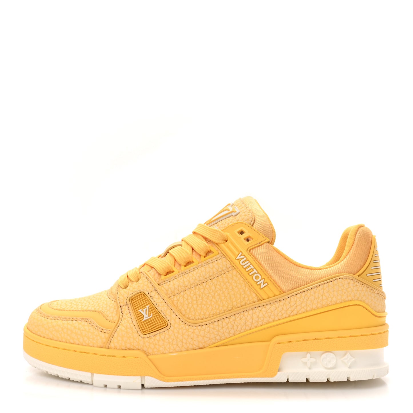Grained Calfskin Womens LV Trainer Sneakers 39 Yellow