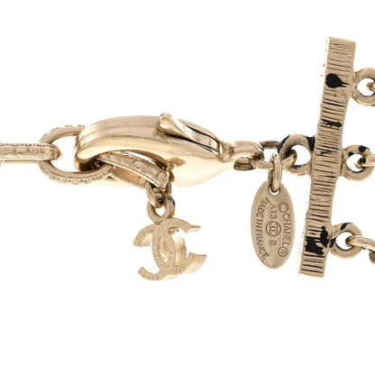 Chanel Pearl CC Graffiti 3 Strand Long Necklace Black Gold 5 of 5