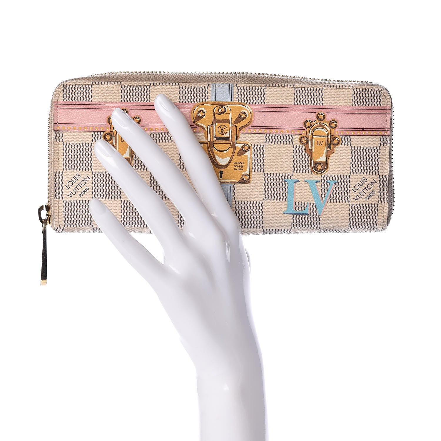 Louis Vuitton Damier Azur Summer Trunks Clemence Wallet 2 of 7