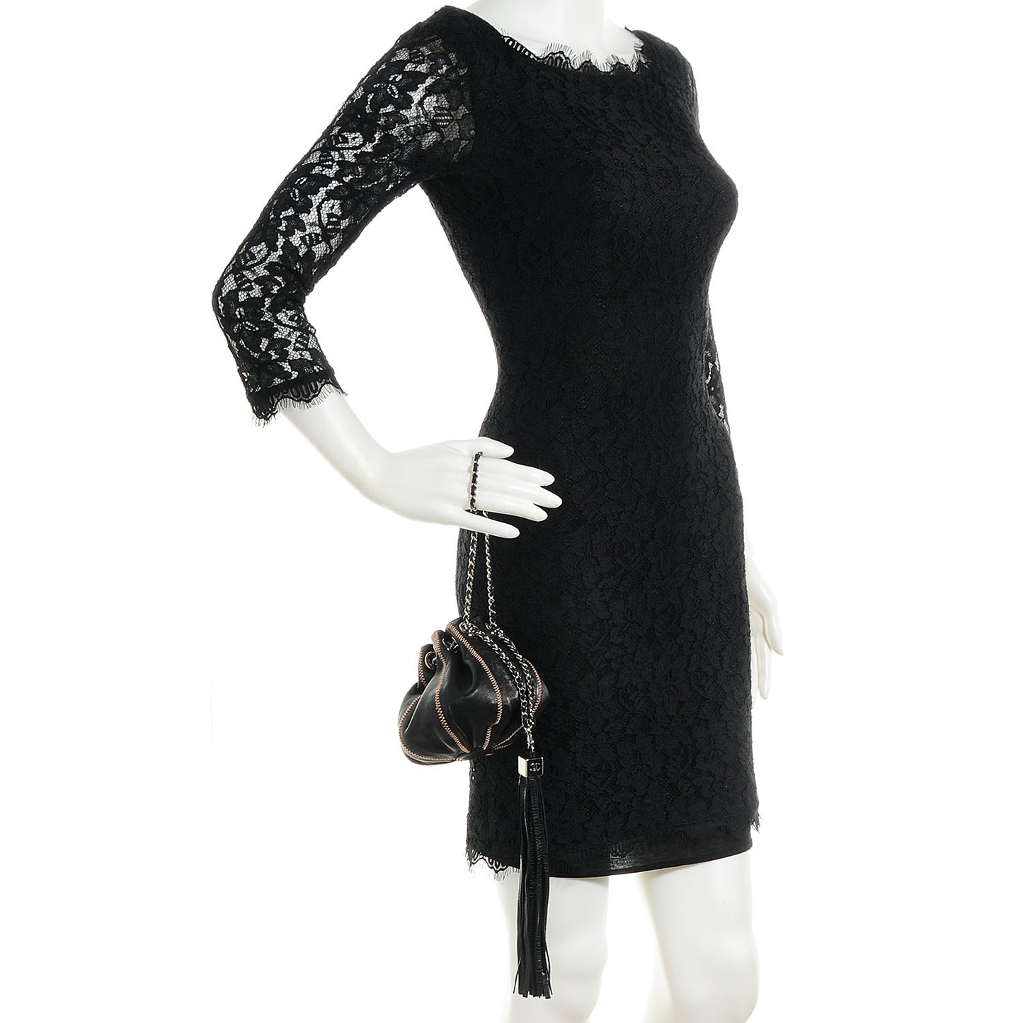 Lambskin Satin Reversible Mini Sac Cordon Black Peach