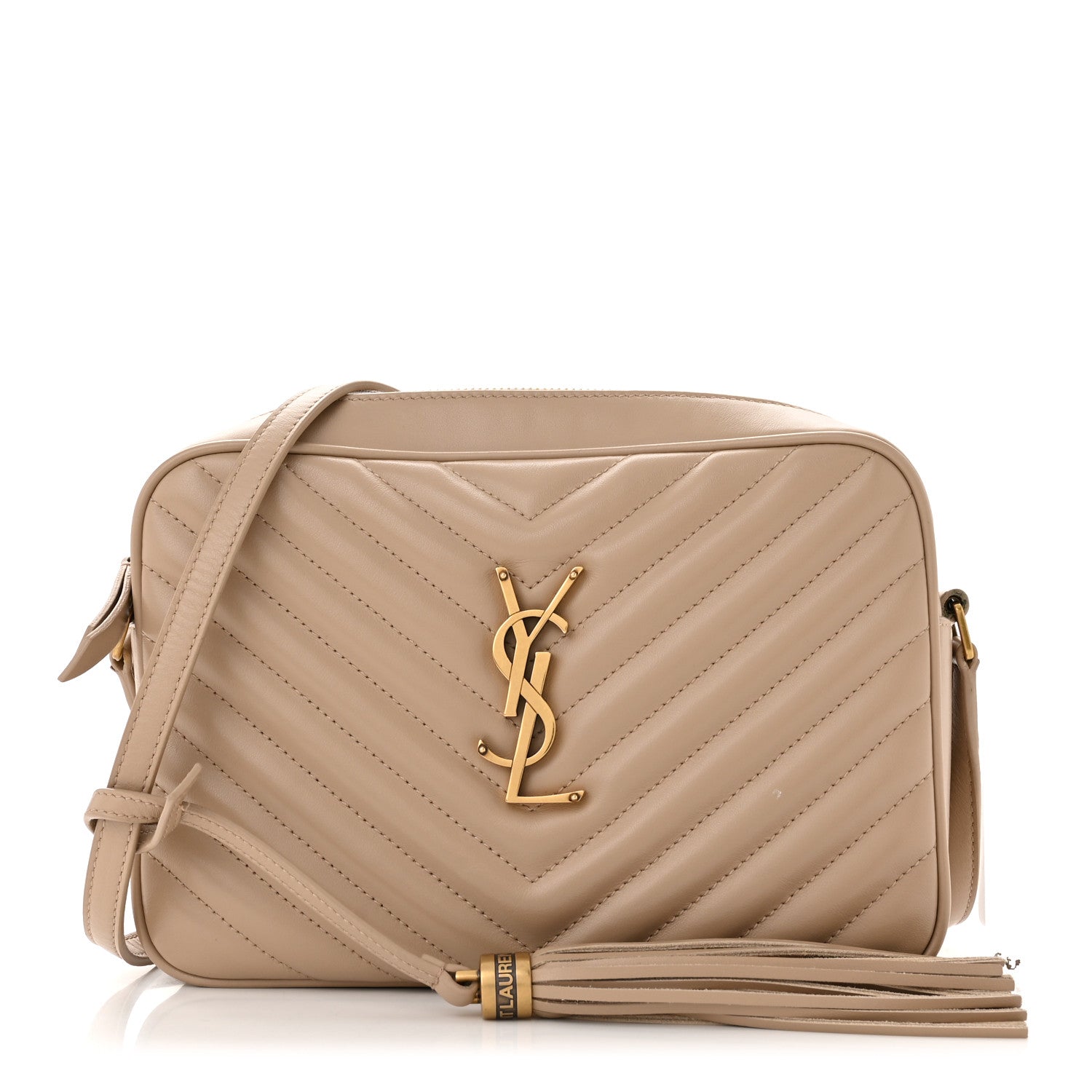 Saint Laurent Calfskin Matelasse Monogram Lou Camera Bag Dark Beige 1 of 14