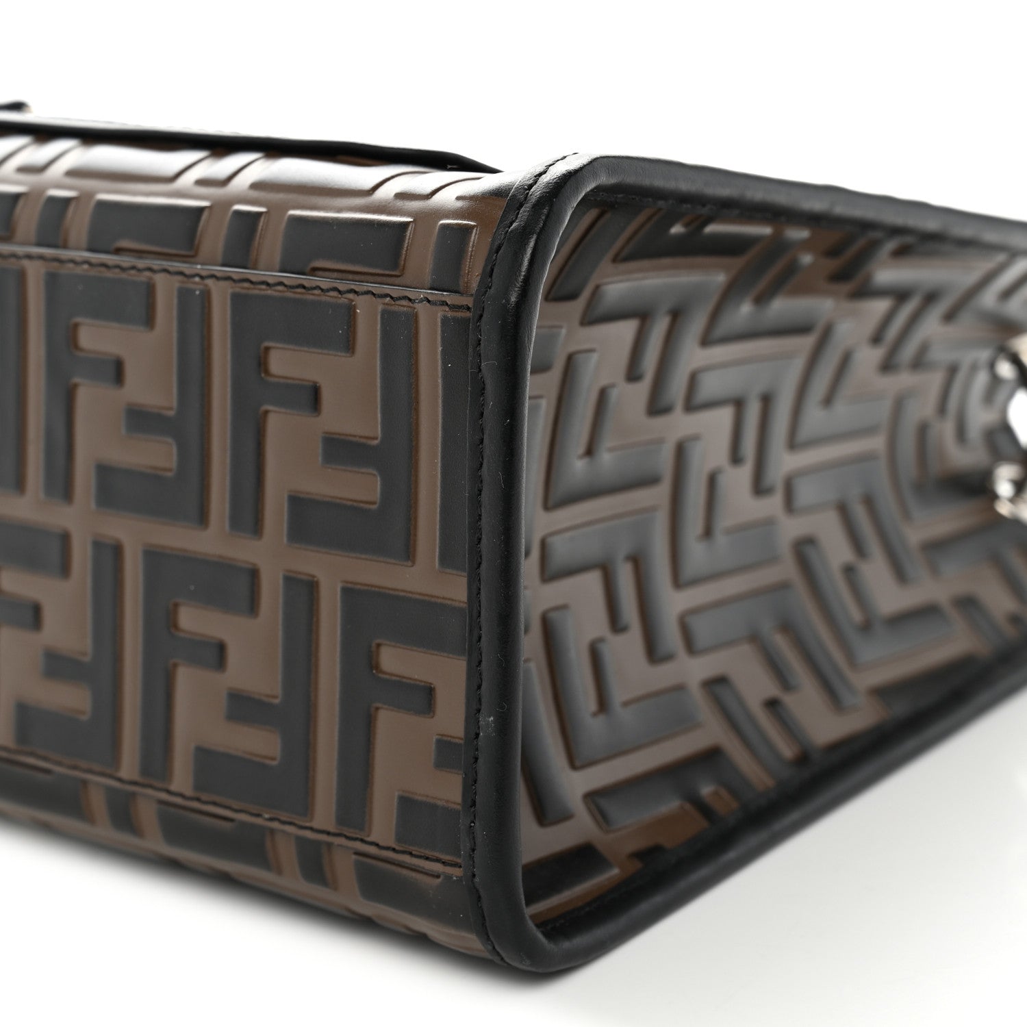 Fendi Vitello Century Wicker Bi-Color FF 1974 Embossed Small