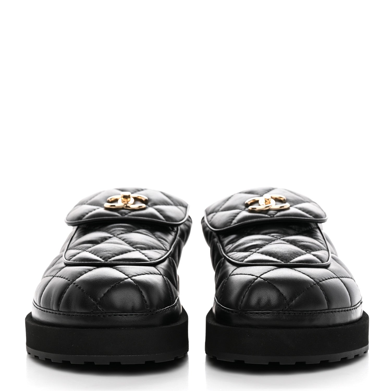 Chanel Lambskin Quilted CC Turnlock Mules 38 Black 1331795