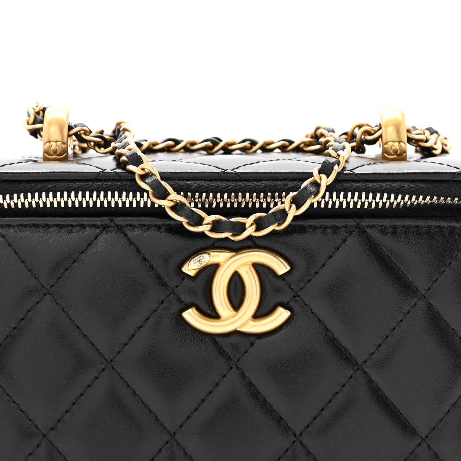 Chanel Calfskin Quilted Perfect Fit Vanity Case With Chain Black 8 of 13