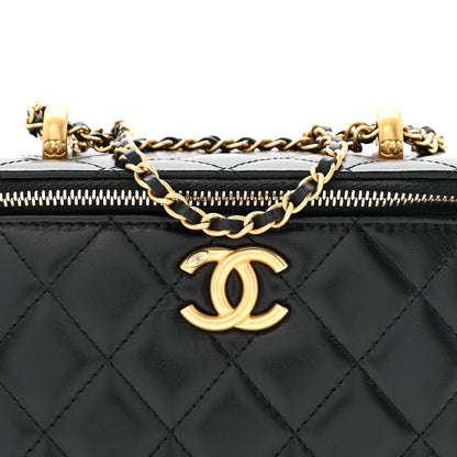Chanel Calfskin Quilted Perfect Fit Vanity Case With Chain Black 8 of 13