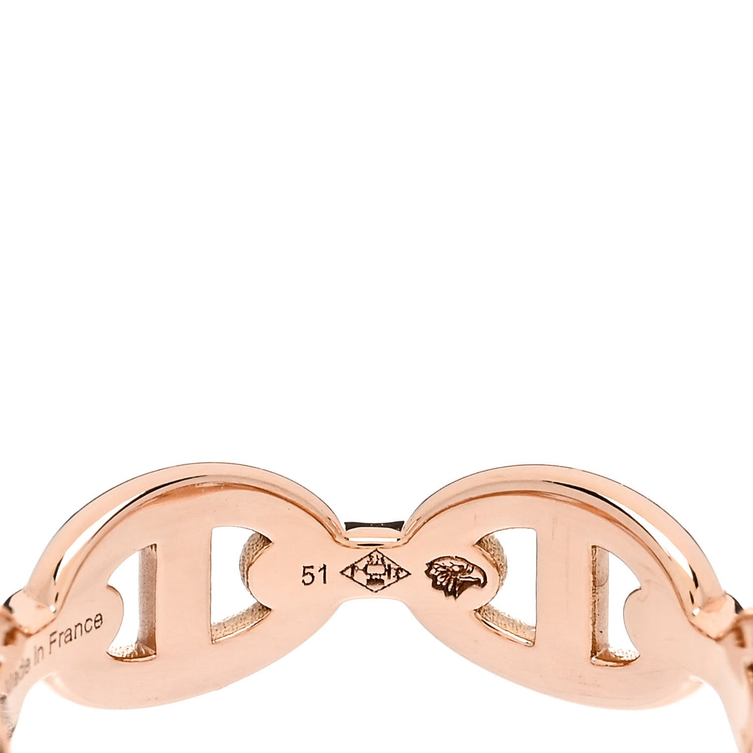 Hermes 18K Rose Gold PM Chaine D'Ancre Enchainee Ring 51 5.75 6 of 9