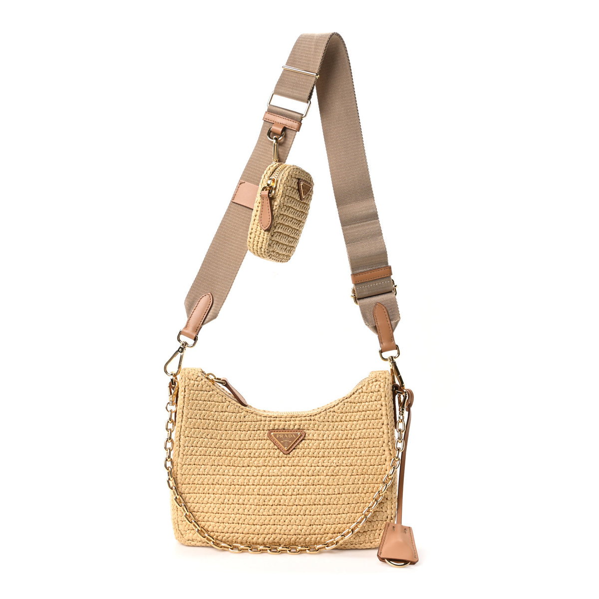 Prada Yarn Raffia Effect Crochet Re-Edition 2005 Shoulder Bag Naturale 1 of 11
