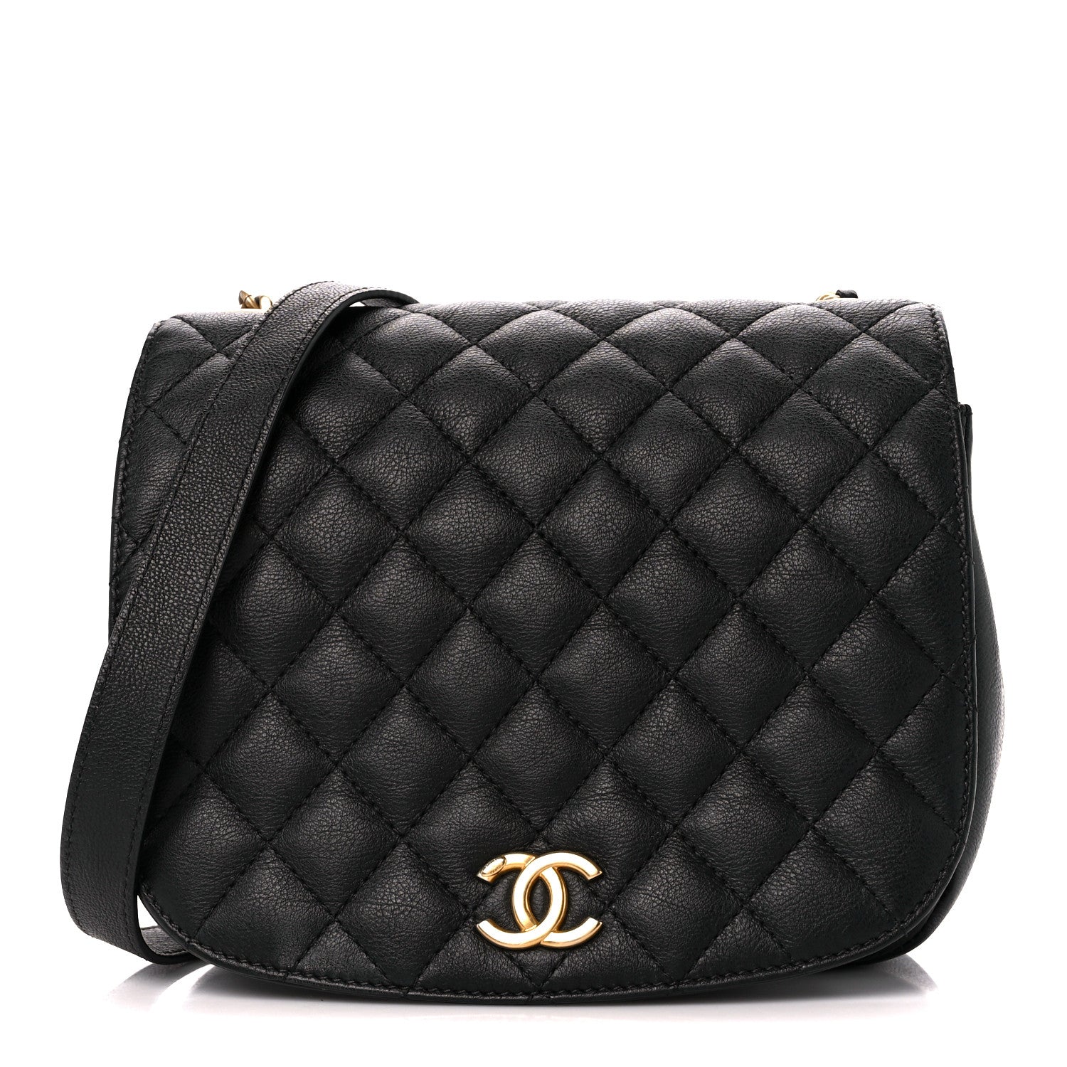 Chanel Grained Calfskin Quilted Messenger Flap Black 1 of 11