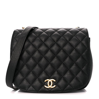 Chanel Grained Calfskin Quilted Messenger Flap Black 1 of 11
