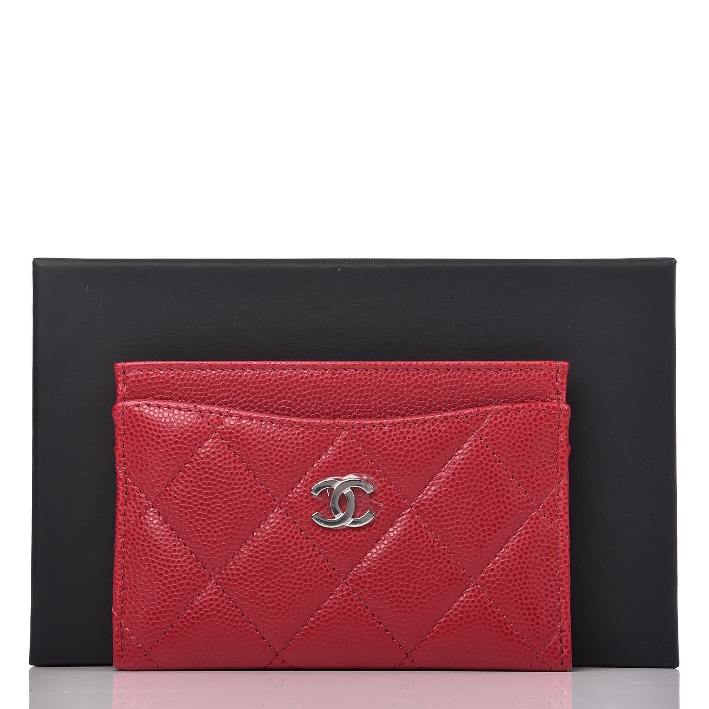 Caviar Quilted Card Holder Pink