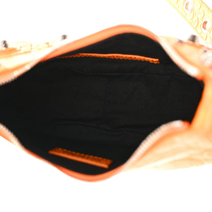 Balenciaga Extra Supple Calfskin Crocodile Embossed Le Cagole Shoulder Bag XS Pop Orange 6 of 11