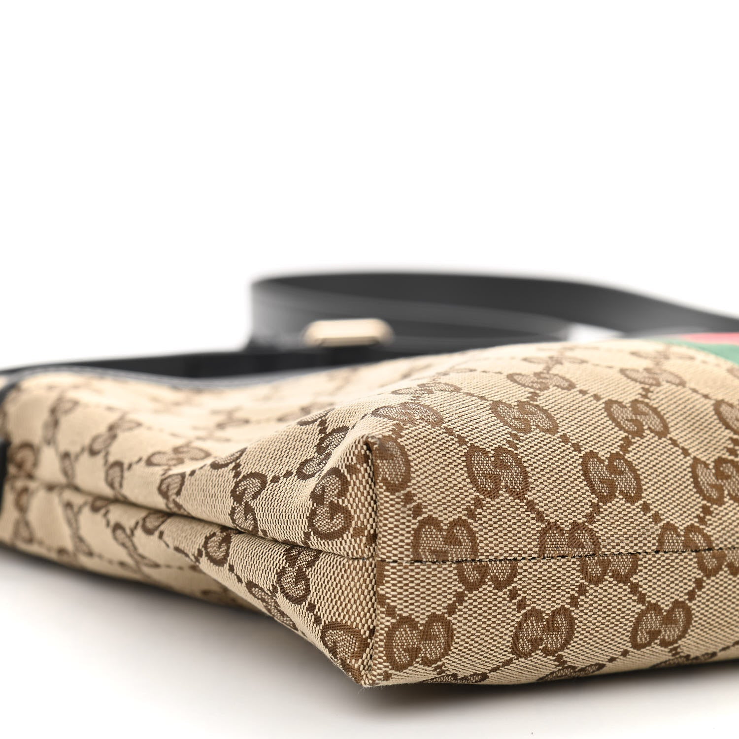Gucci GG Monogram Web Flat Messenger Bag Black 10 of 11