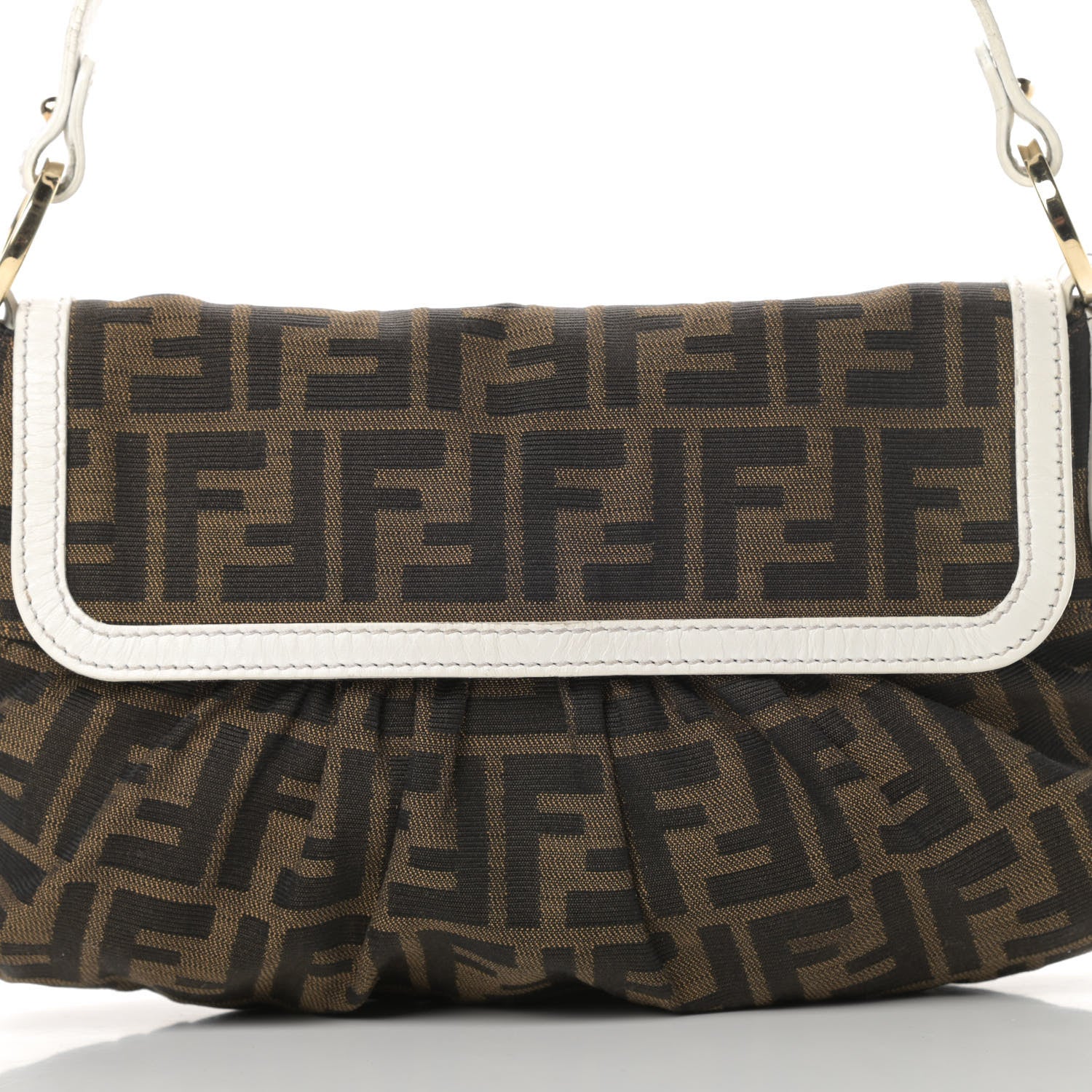 Fendi Zucca Cuoio Lucido Small Chef Shoulder Bag Tobacco White 8 of 12