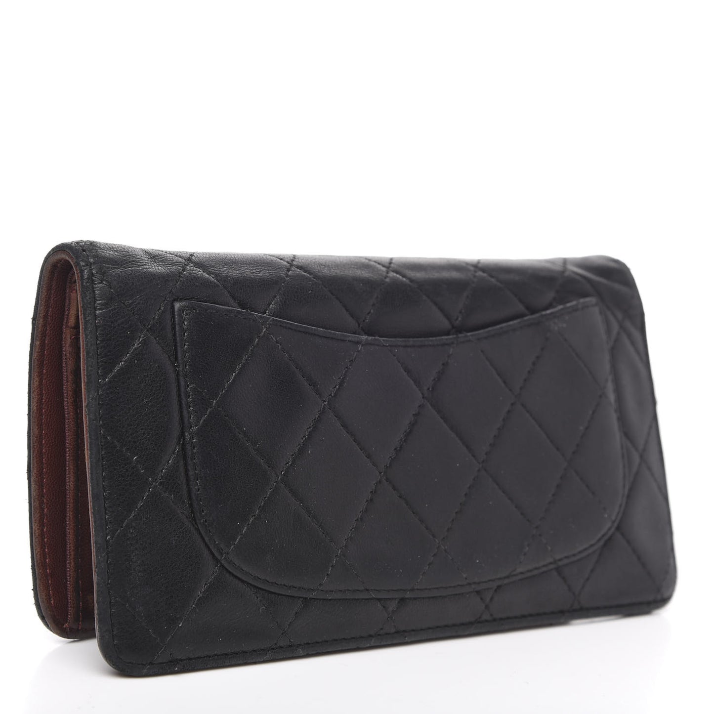 Lambskin Quilted Yen Wallet Black