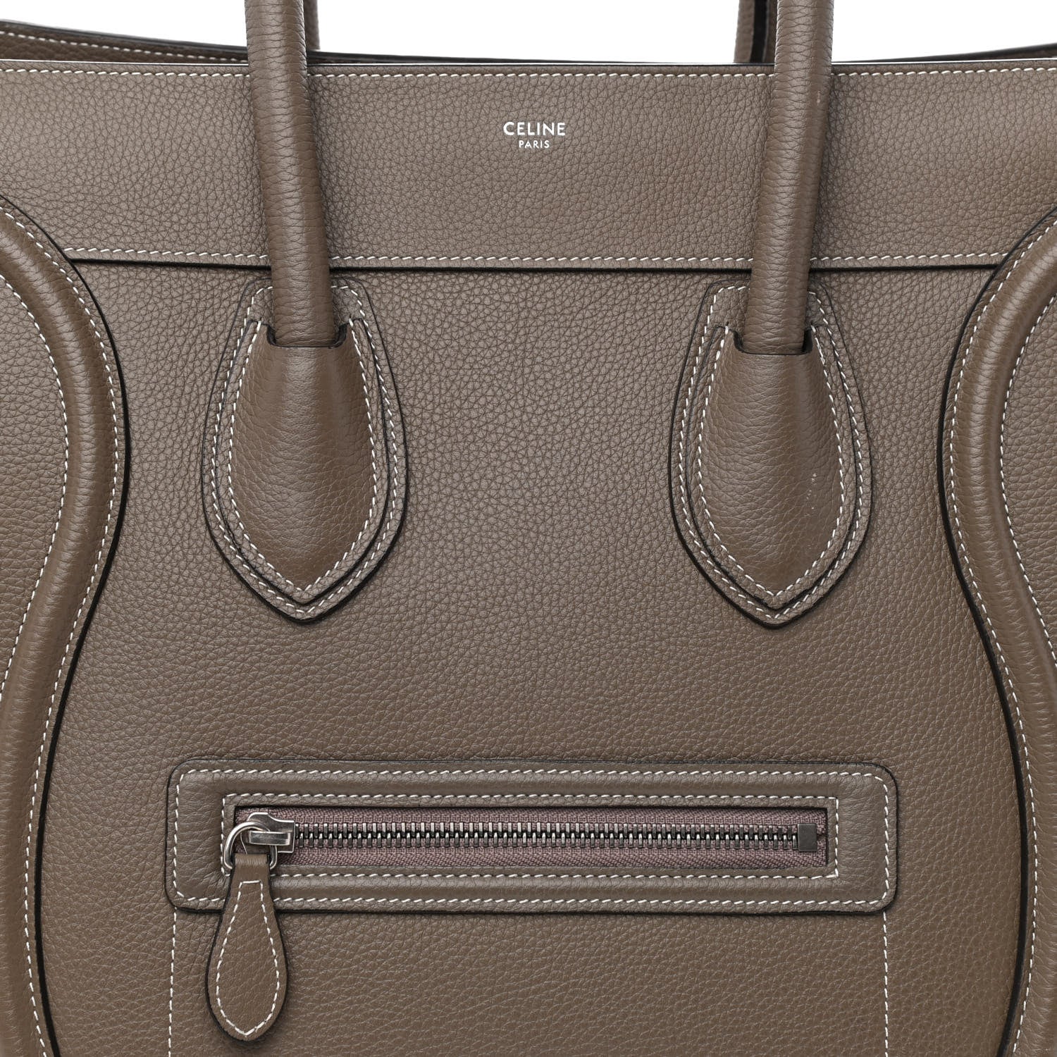 Celine Drummed Calfskin Mini Luggage Bag Souris 8 of 14