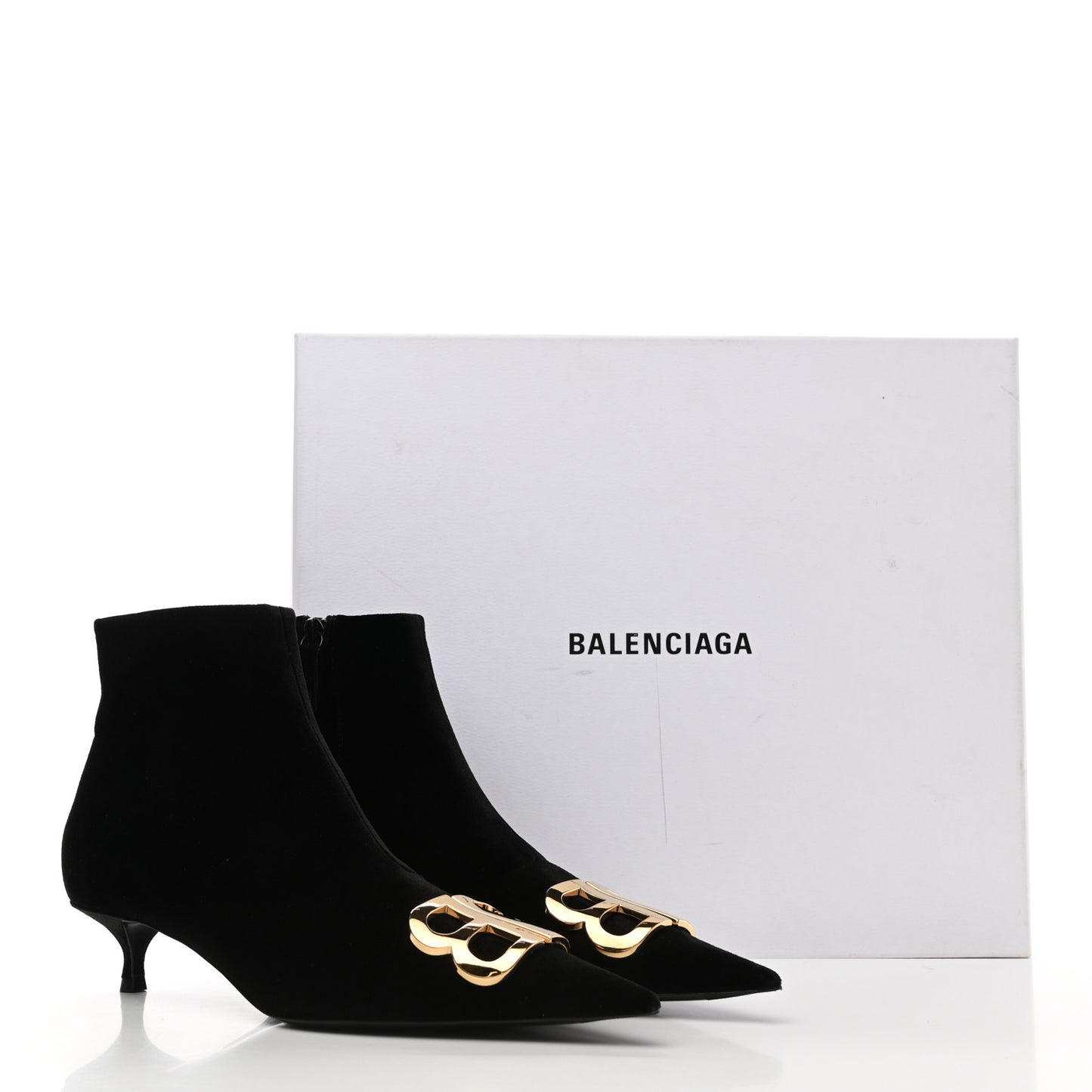 Velvet BB Pointy Toe Ankle Booties 37.5 Black Vintage