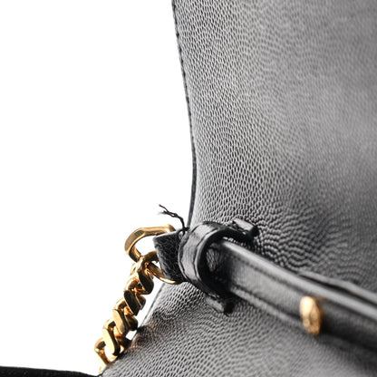 Saint Laurent Grain De Poudre Matelasse Chevron Monogram Chain Wallet Black 12 of 13
