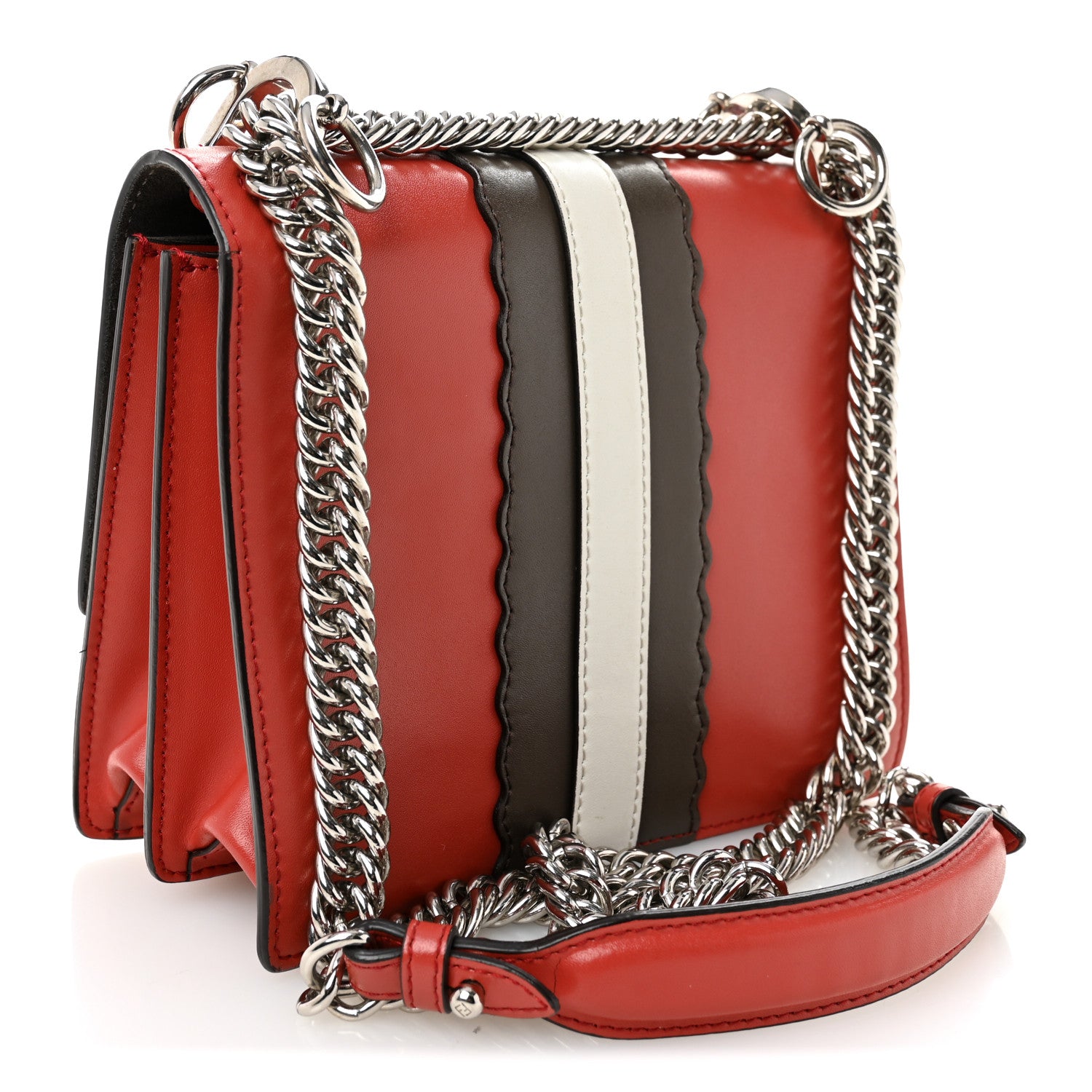 Fendi Vitello Liberty Lucido Catalan Mirror Hypnoteyes Studded Small Kan I Shoulder Bag Bloody Mary Carbone Multicolor 3 of 13