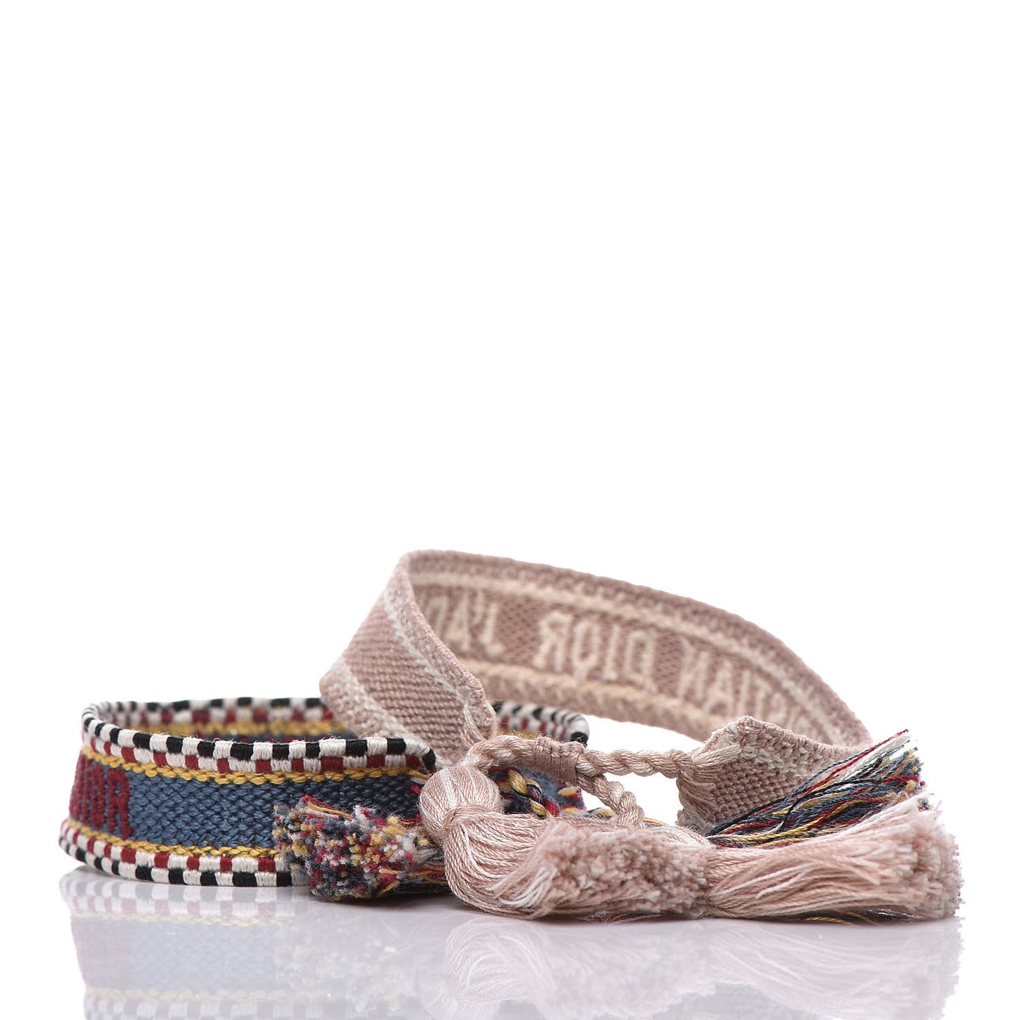 Woven Cotton J'Adior Friendship Bracelet Set Blue Nude