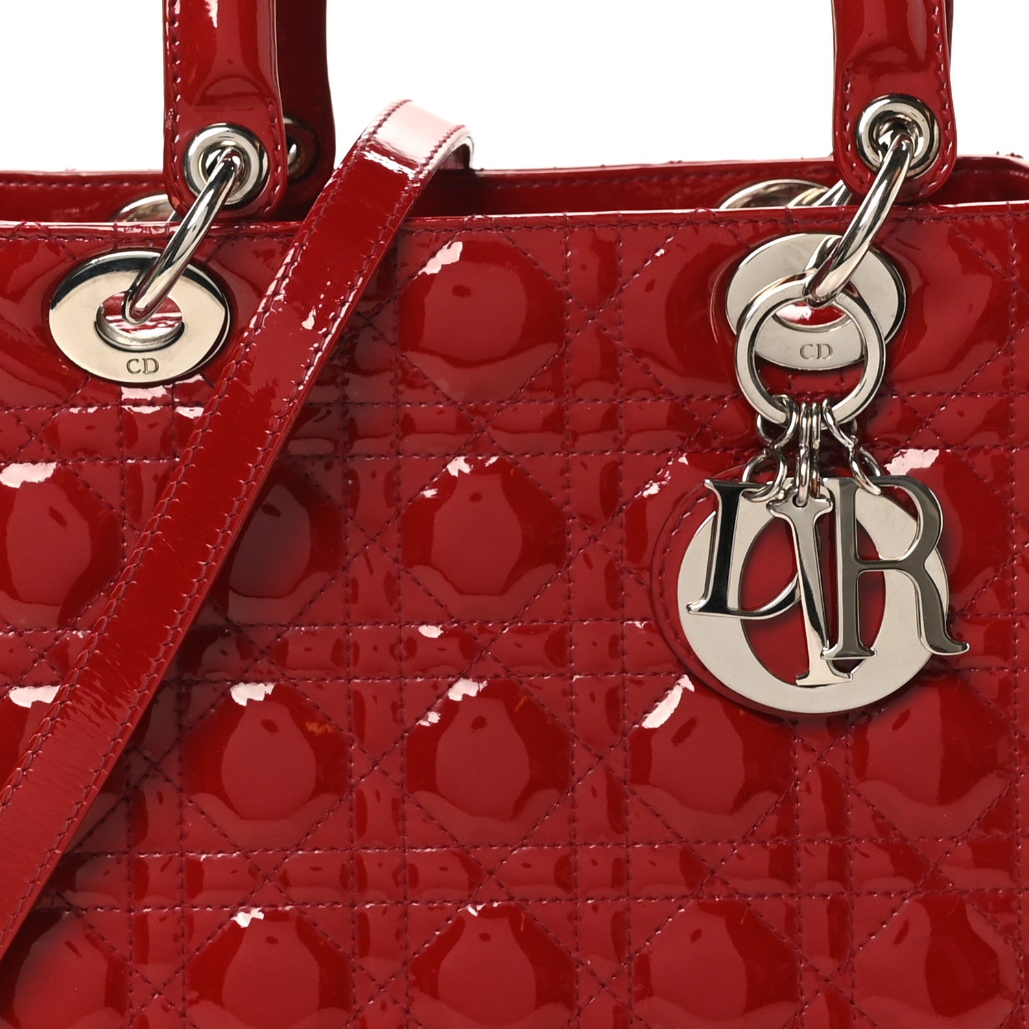 Christian Dior Patent Cannage Medium Lady Dior Red 8 of 10