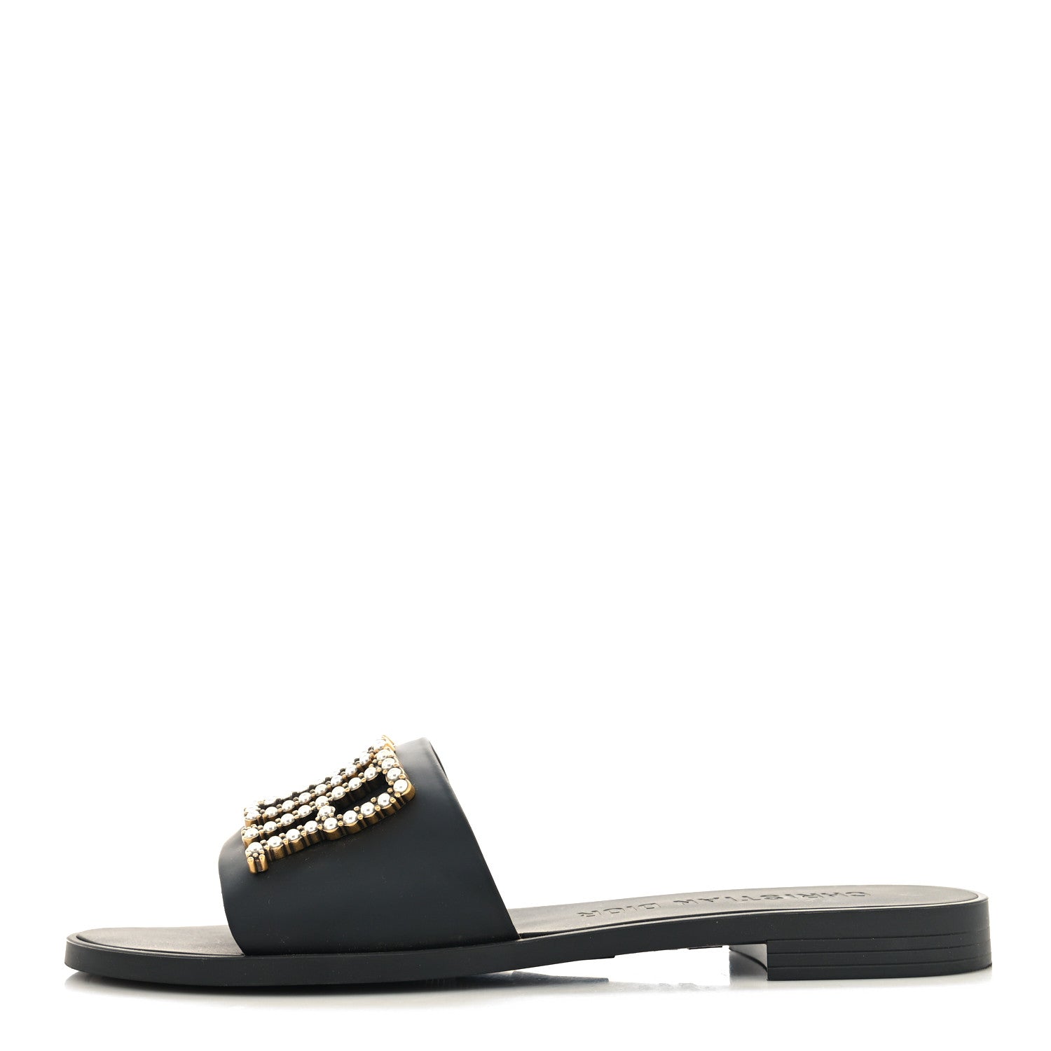 Christian Dior Matte Calfskin Pearl Dio(r)evolution Slide Sandals 40 Black 1 of 8