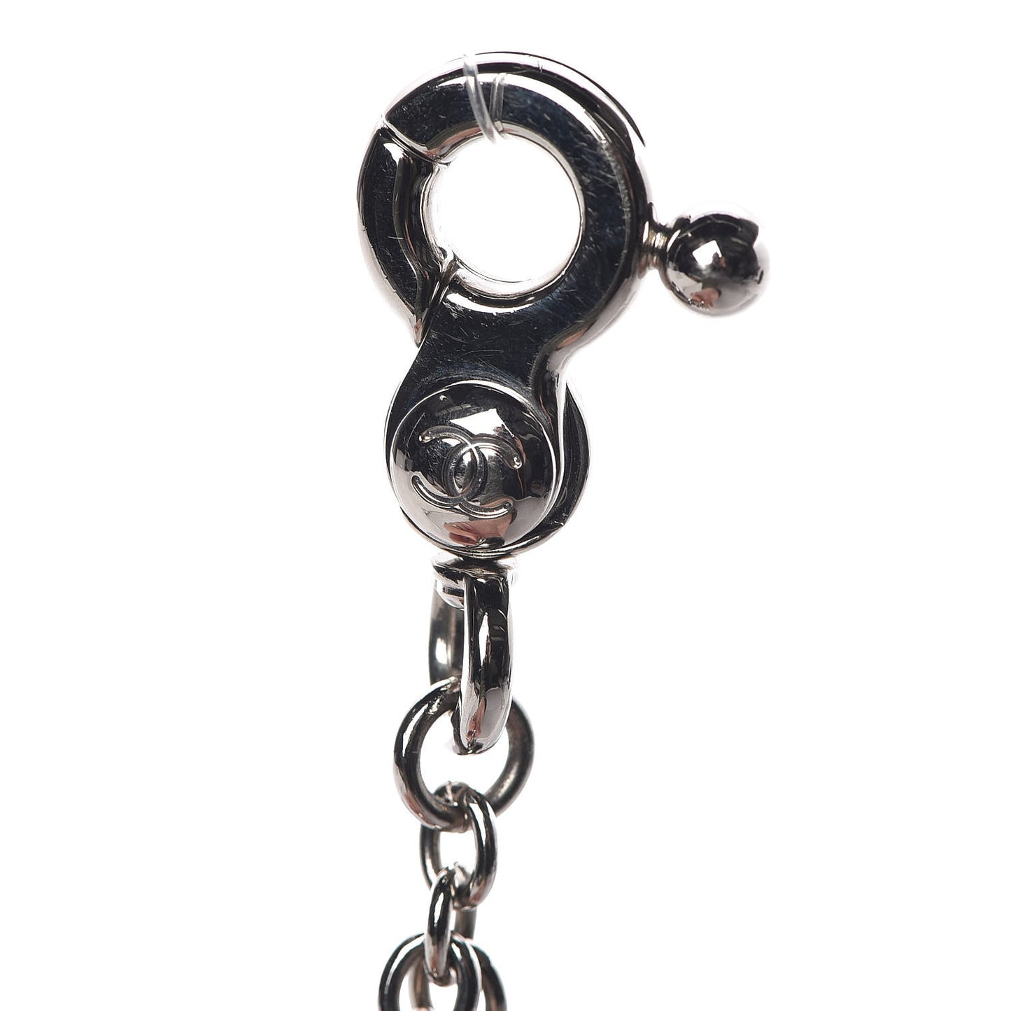 CC Heart Bag Charm White Silver