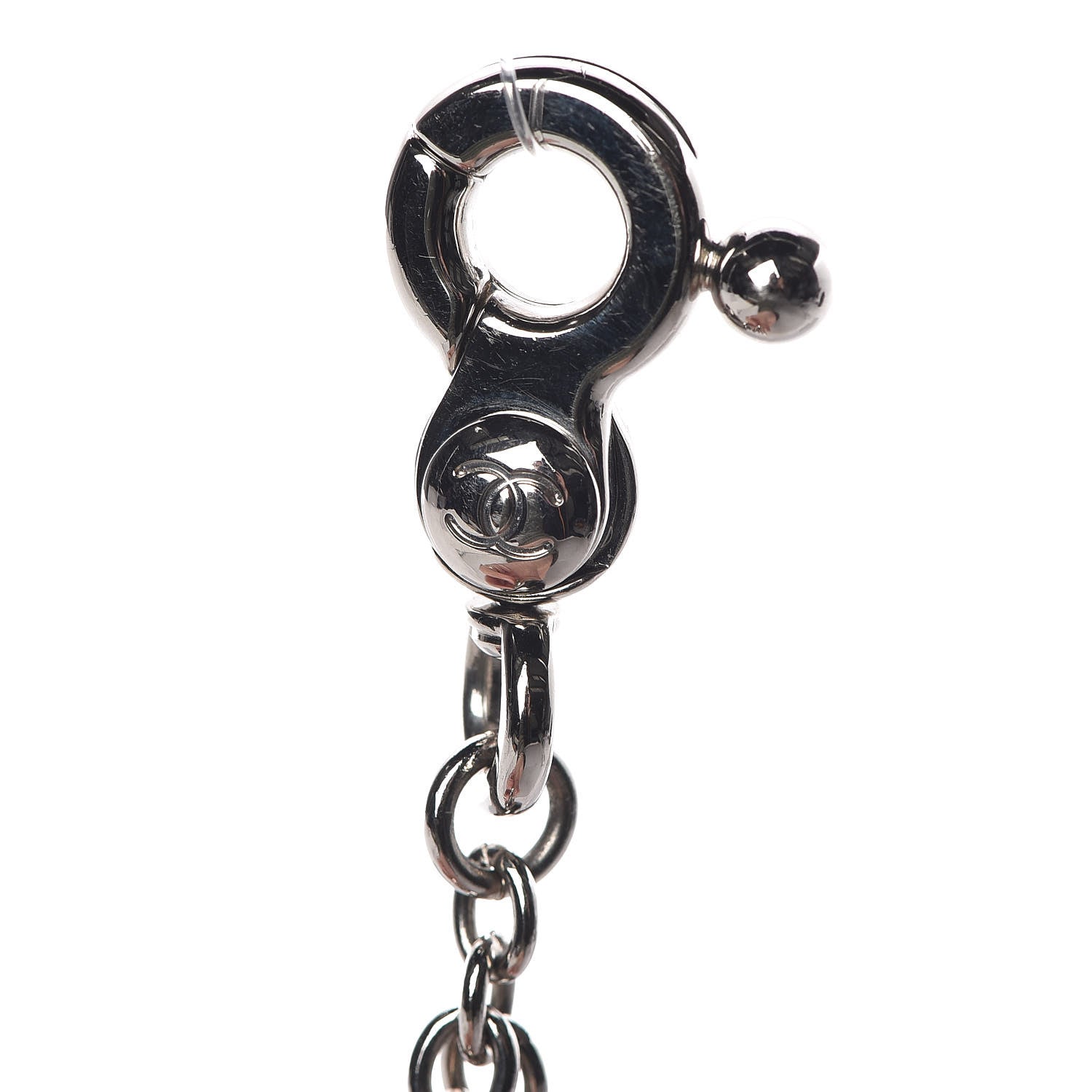 Chanel CC Heart Bag Charm White Silver 4 of 5