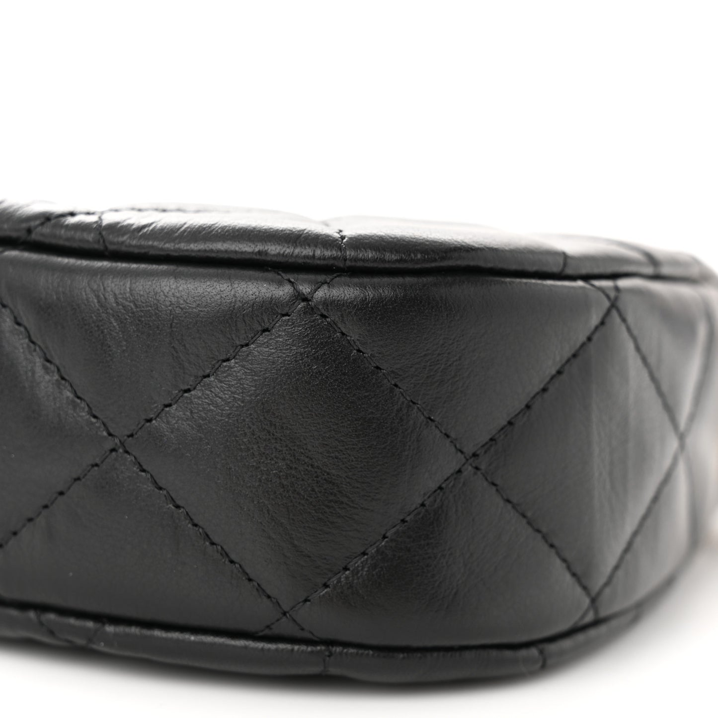Crumpled Calfskin Quilted Braided CC Small Hobo Black