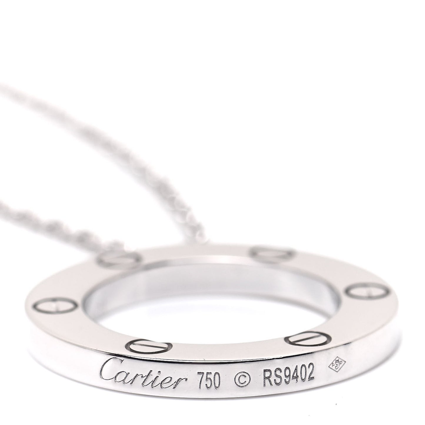 18K White Gold LOVE Pendant Necklace