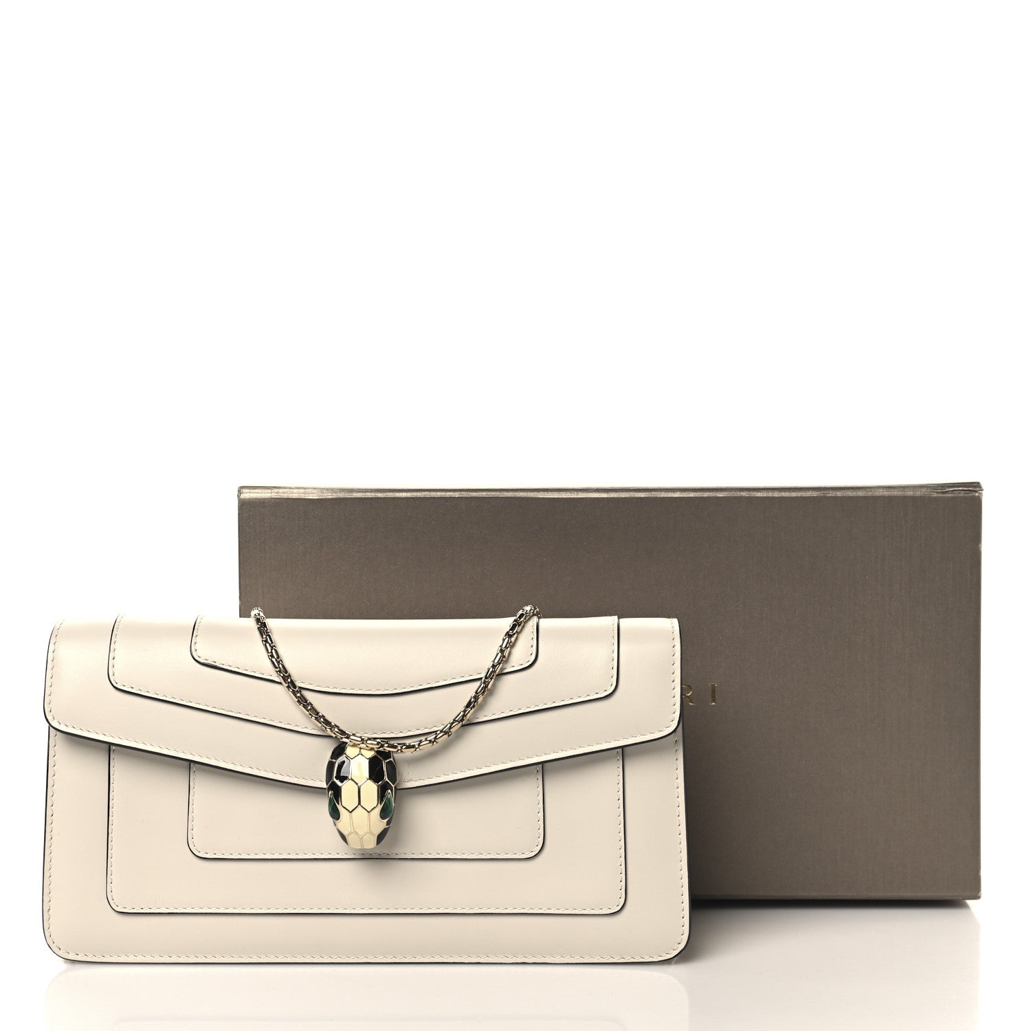 Bulgari Calfskin Serpenti Forever Shoulder Bag White Agate 10 of 10