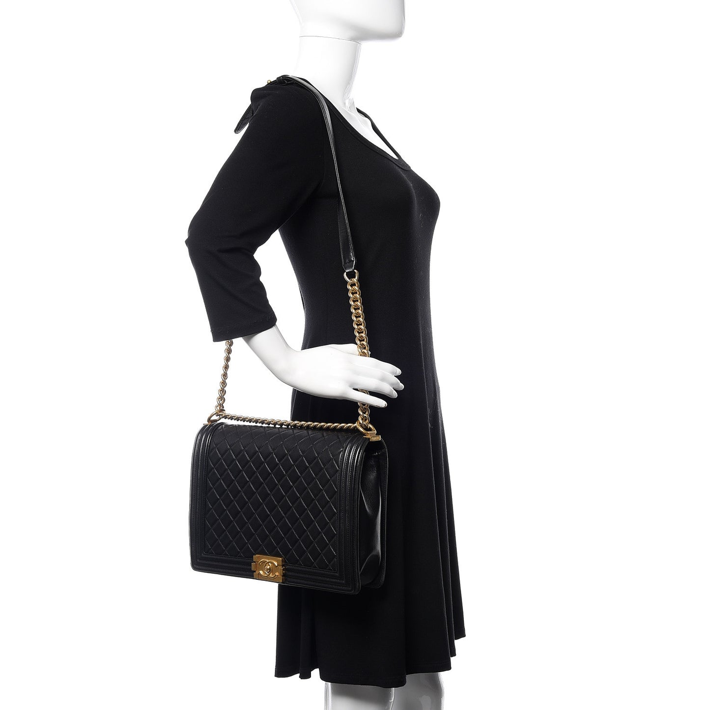 Lambskin Quilted Large Boy Flap Black