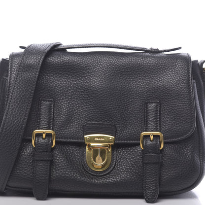 Prada Vitello Daino Push Lock Messenger Bag Black 8 of 10