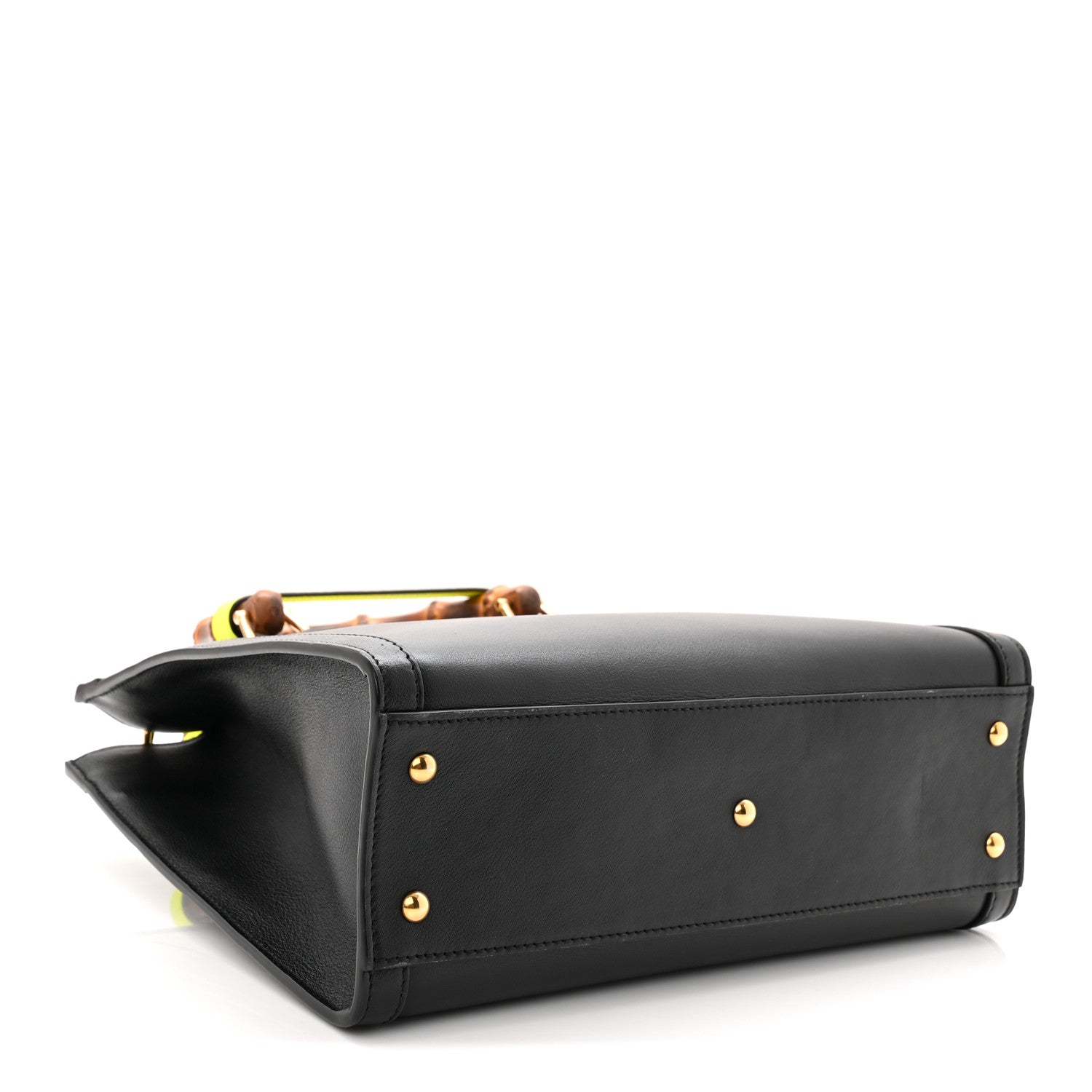 Gucci Calfskin Small Diana Tote Bag Black Yellow Fluo 4 of 10