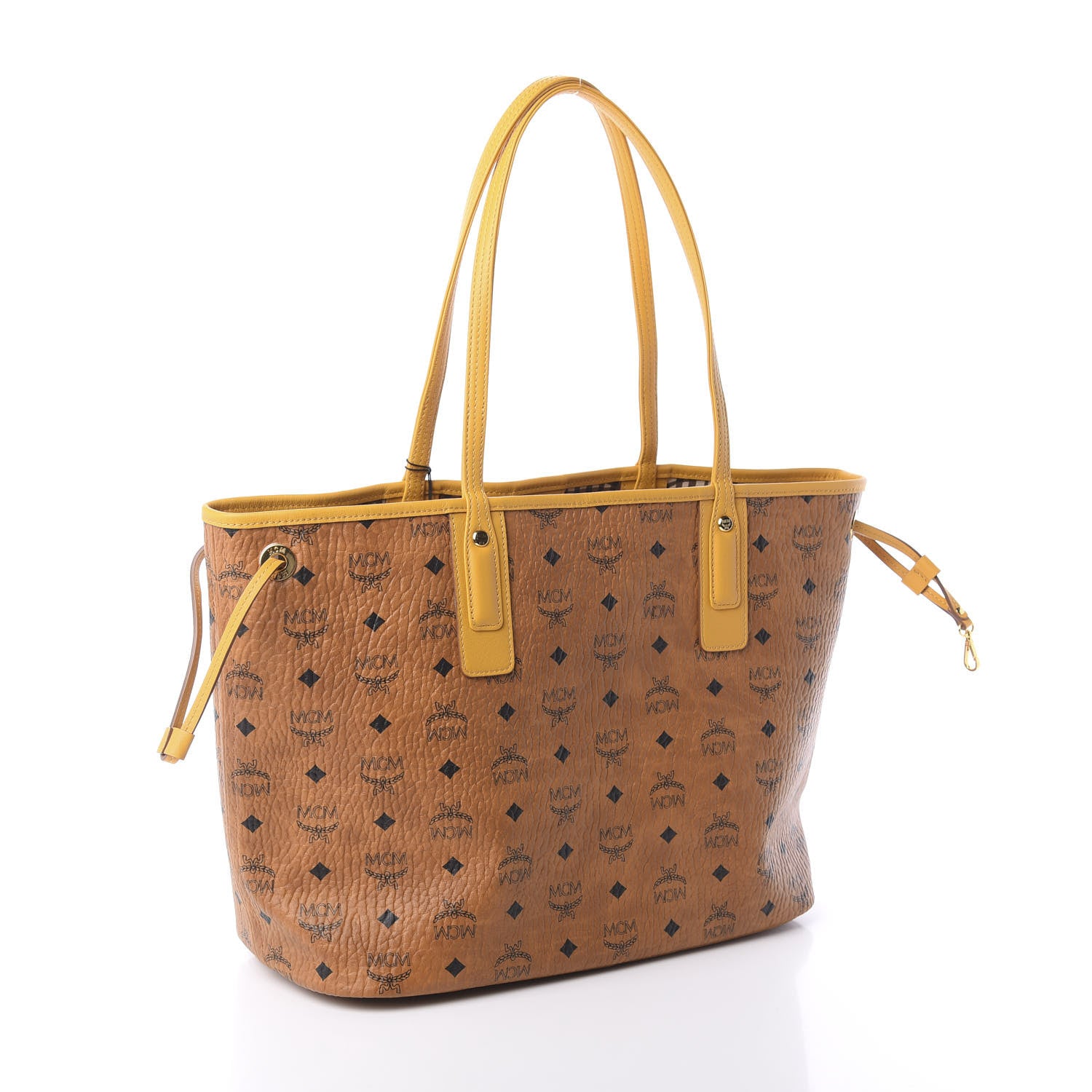 MCM Visetos Medium Liz Reversible Shopper Tote Cognac Yellow 5 of 15