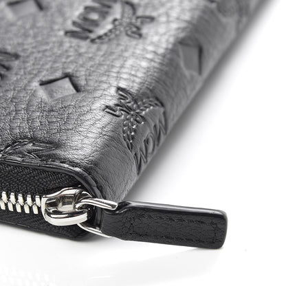 MCM Calfskin Ottomar Monogram Klara Zip Wallet Black 9 of 9