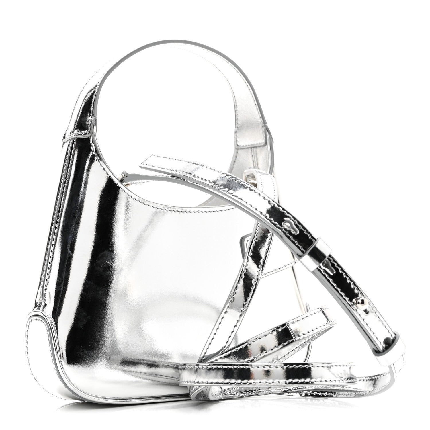 Salvatore Ferragamo Metallic Calfskin Mini Gancini Arch Hobo Argento 3 of 9