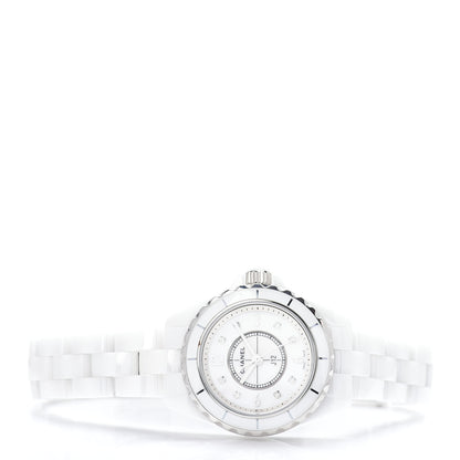 Chanel Stainless Steel Ceramic Diamond Mother of Pearl 29mm J12 Quartz Watch White 2 of 4