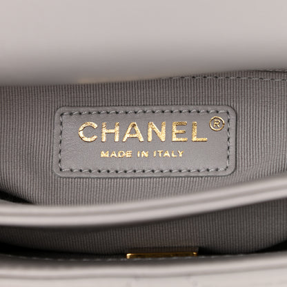 Chanel Lambskin Quilted Small Chain Top Handle Flap Grey 6 of 8