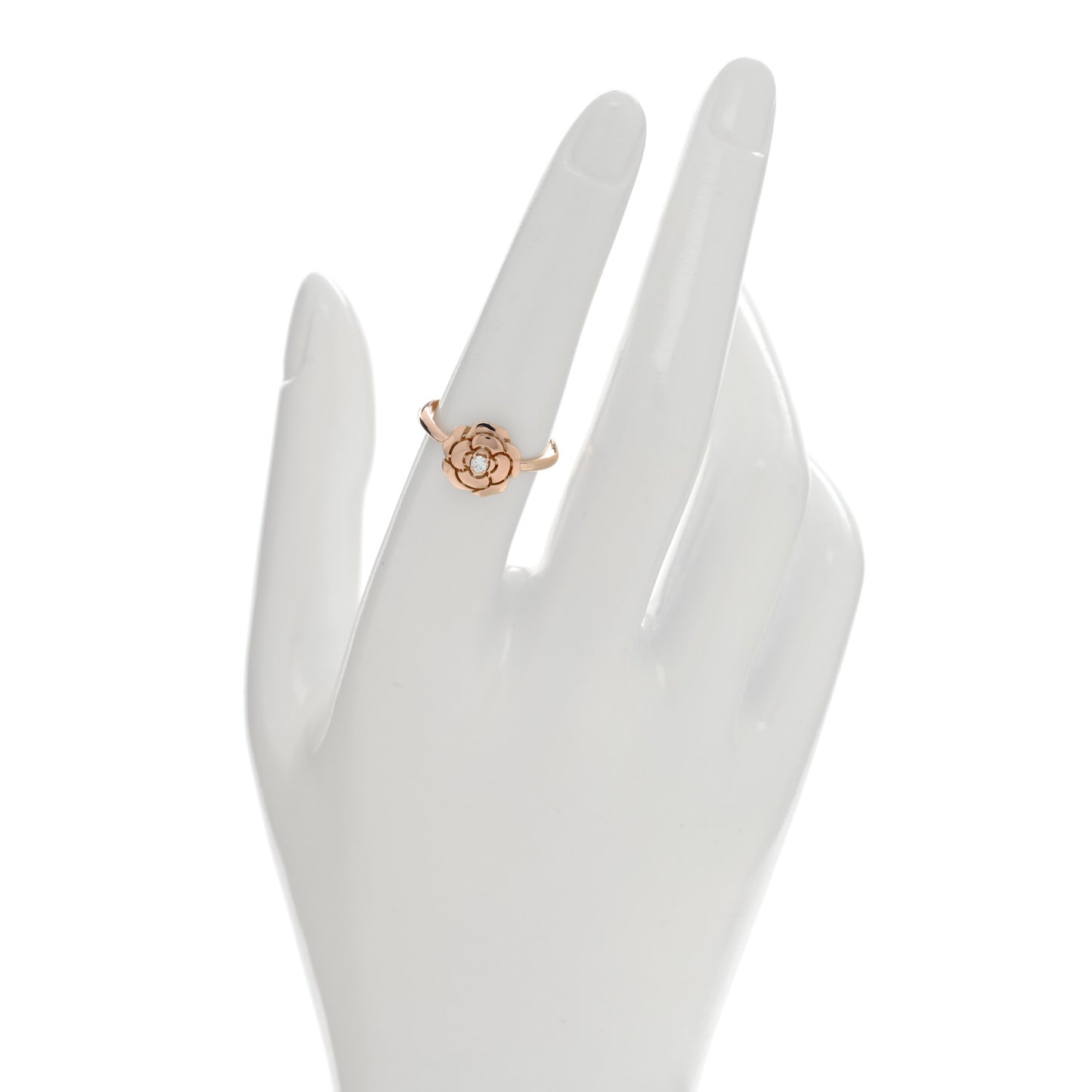18K Rose Gold Diamond Extrait de Camelia Ring 54 6.75
