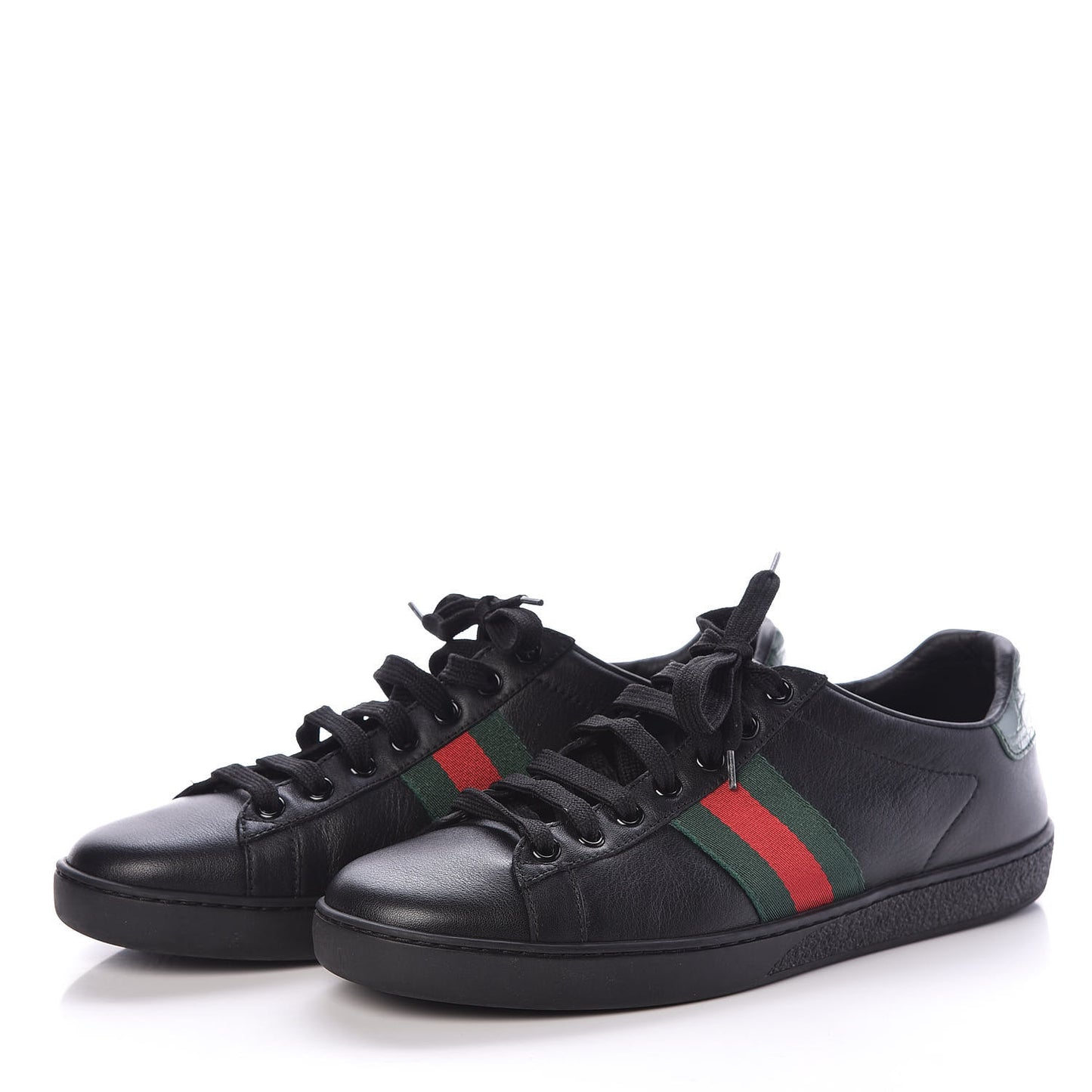 Calfskin Crocodile Web Mens Ace Sneakers 7.5 Black
