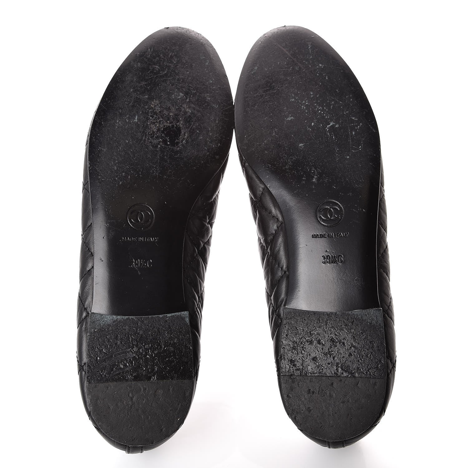 Chanel Aged Calfskin Quilted CC Cap Toe Ballerina Flats 39.5 Black 7 of 15