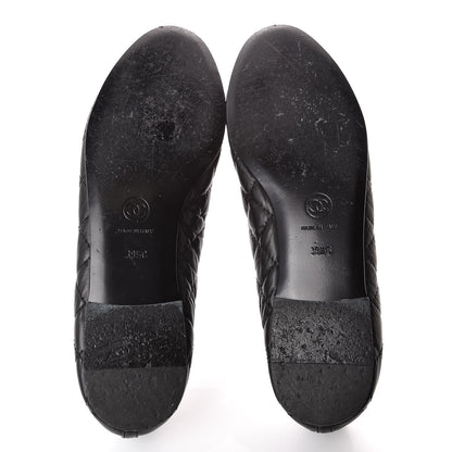 Chanel Aged Calfskin Quilted CC Cap Toe Ballerina Flats 39.5 Black 7 of 15