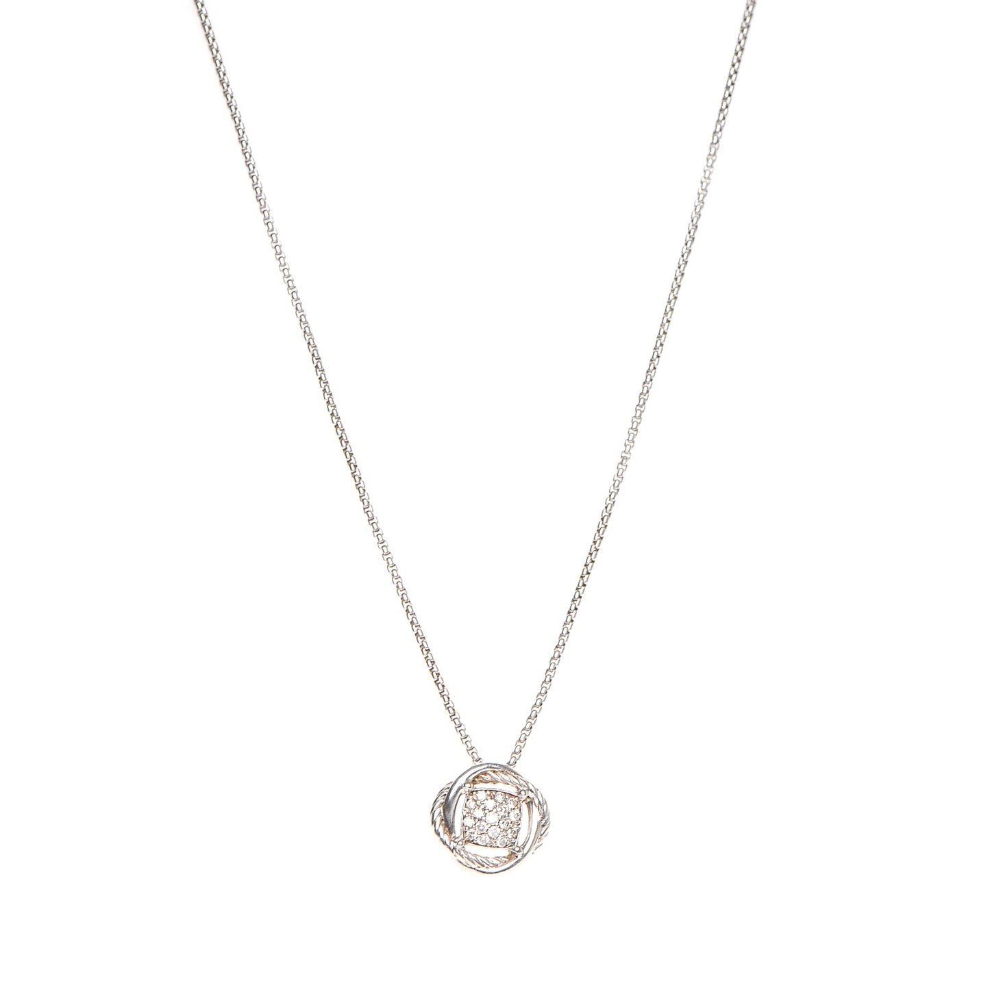 Sterling Silver Diamond 7mm Infinity Pendant Necklace