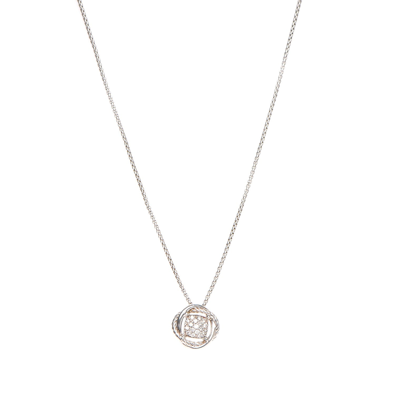 David Yurman Sterling Silver Diamond 7mm Infinity Pendant Necklace 1 of 6
