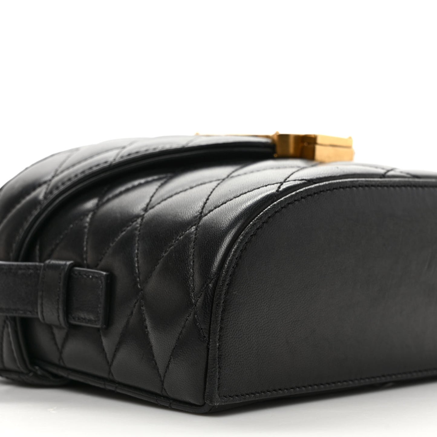 Lambskin Quilted Camera Crossbody Flap Bag Black