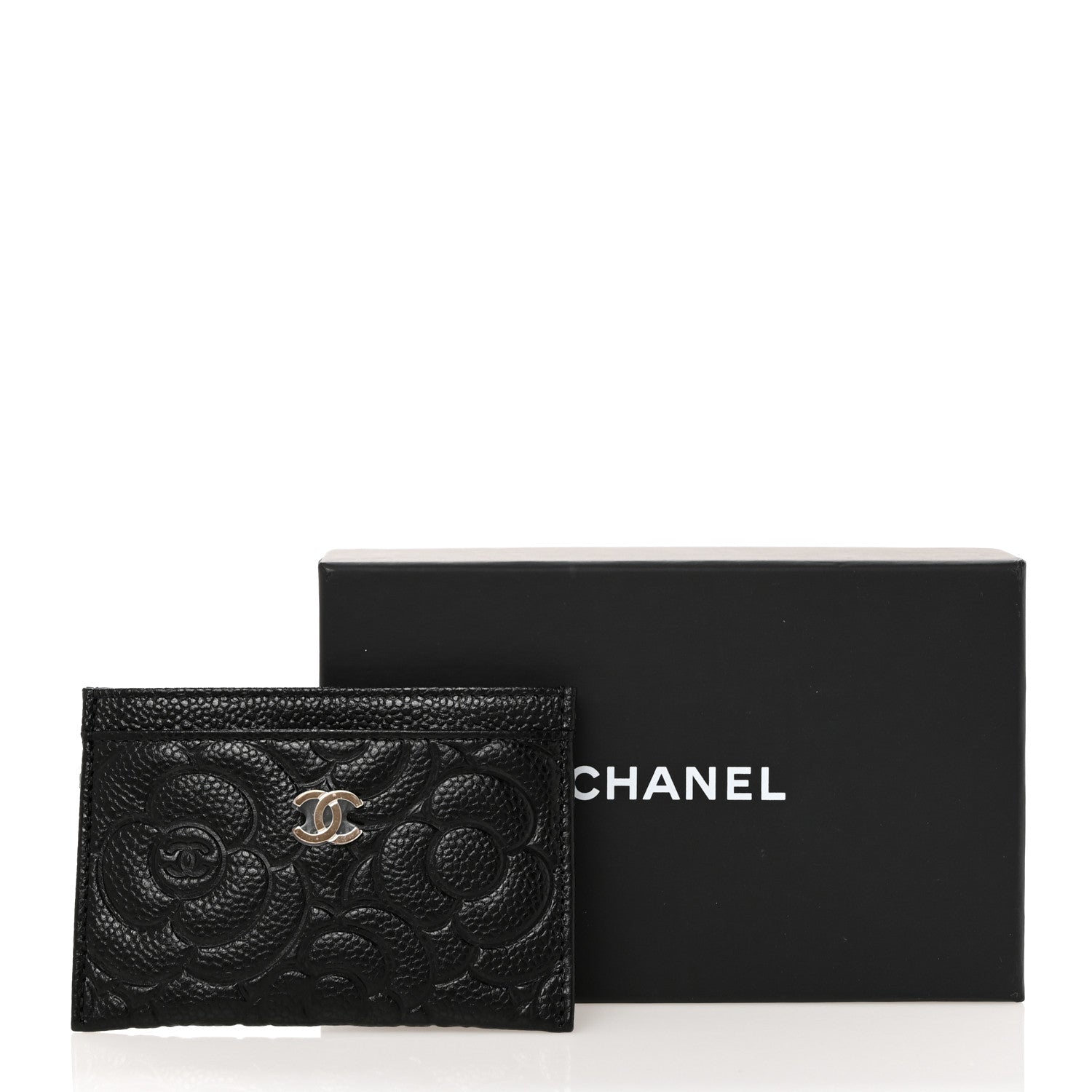 Chanel Caviar Camellia Embossed Card Holder Black 9 of 9